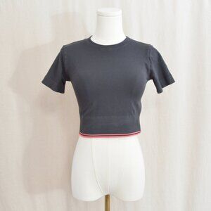 organic basics Luxe Touch Crop Tee - Black size large excellent condition